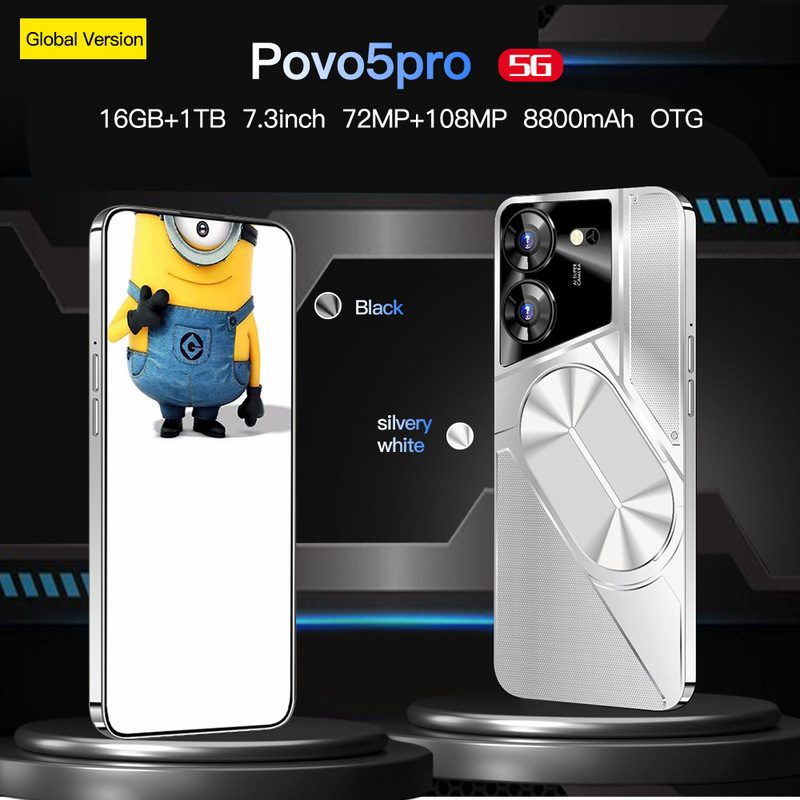 Povo5pro cross-border in stock 4G all-Netcom new popular 6.53-inch Android smartphone 3+32 foreign trade delivery