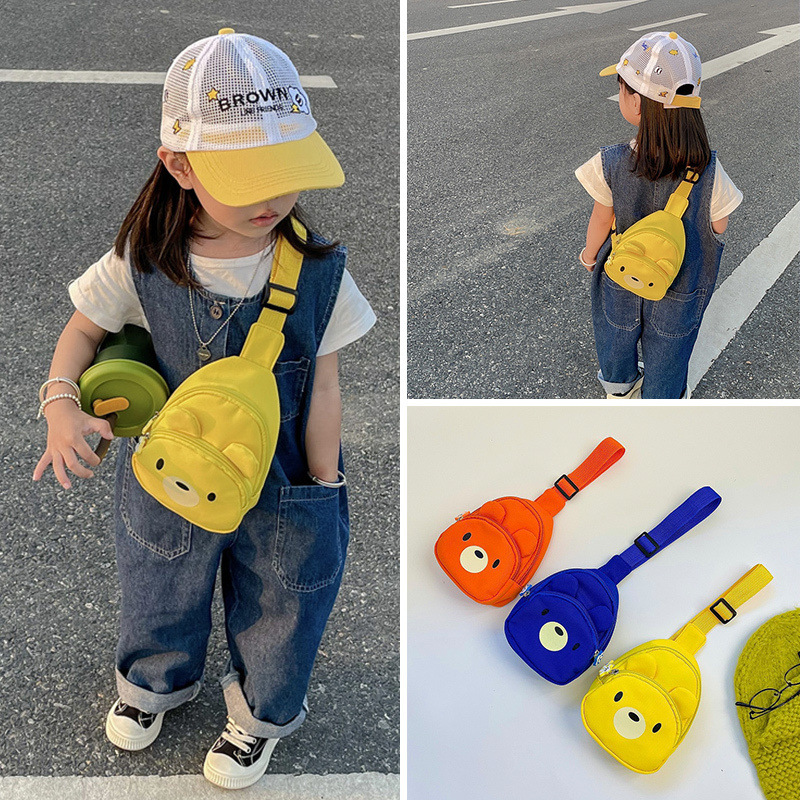 超火女童小包包卡通小熊斜挎包可爱时尚男孩小胸包宝宝外出零钱包