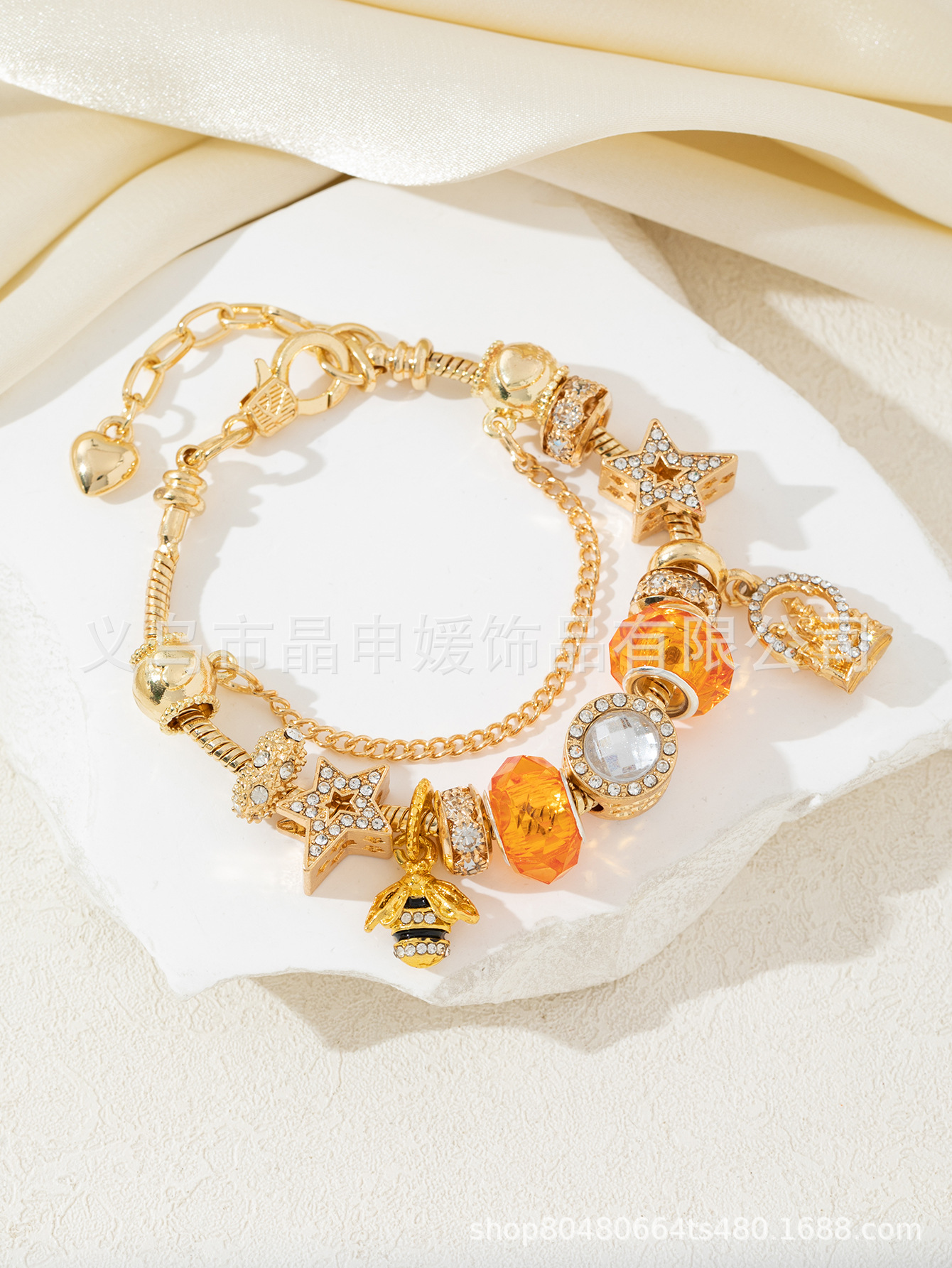 Panjia brazalete DIY-cross-border explosión pulsera castillo abeja pentagramas estrella del océano diamantes joyas de moda image 7