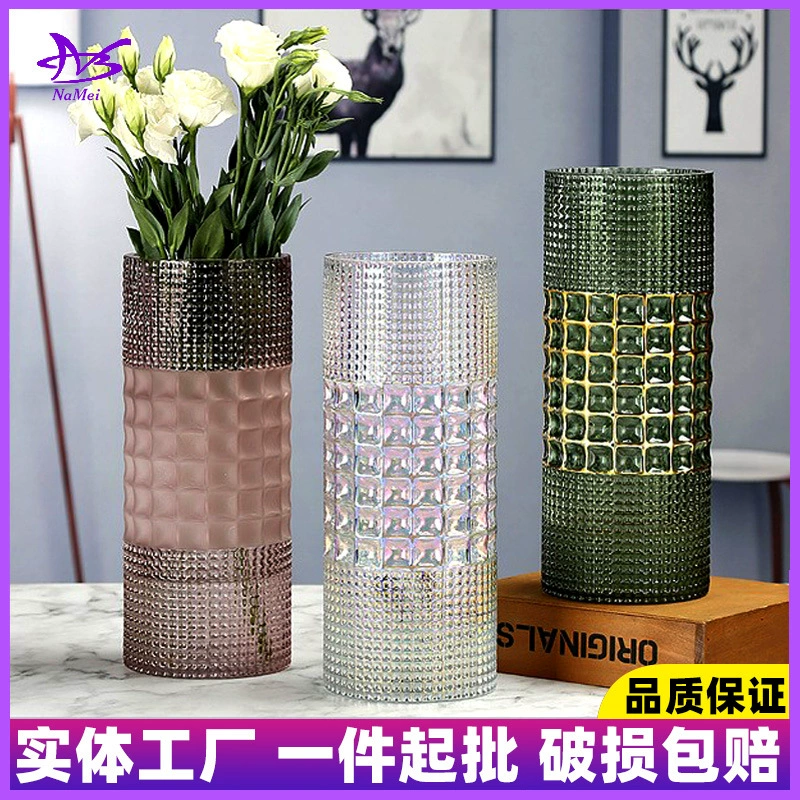 Красочный свет Роскошная стеклянная ваза украшение высокое чувство внешнего вида Алмазная точка прямой гидропонный домашний рабочий стол онлайн украшение