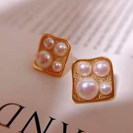 新品猫爪印耳钉3-8MM淡水珍珠14k注金珍珠部分猫掌印设计