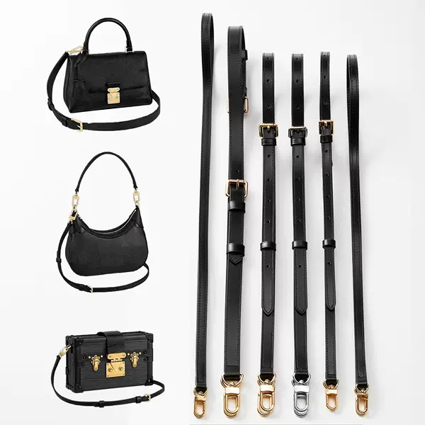 Cross-border exclusive supply of black cowhide adjustable crossbody shoulder strap replacement bag strap modification accessories, factory direct wholesale