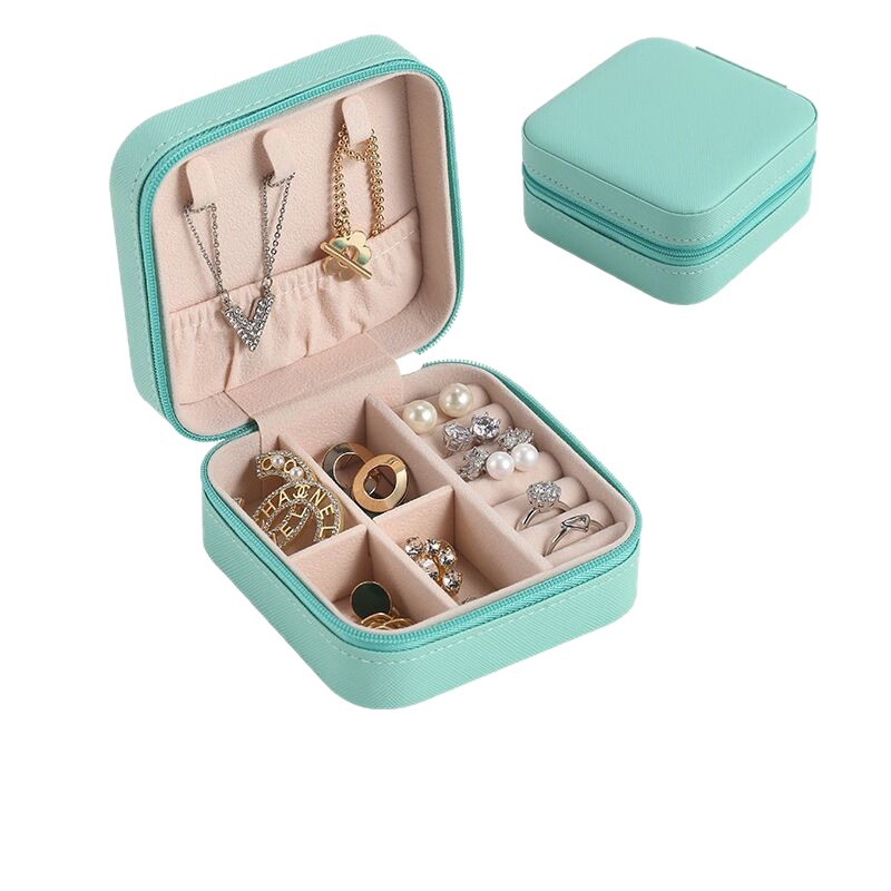 Mini joyero portátil minimalista transfronterizo, caja de almacenamiento, anillo de aretes, caja de embalaje de terciopelo, caja de joyería