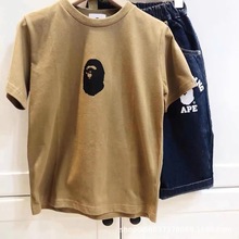 潮牌童装ins日本夏装短袖上衣日系男童女童T恤儿童卡其色纯棉夏季