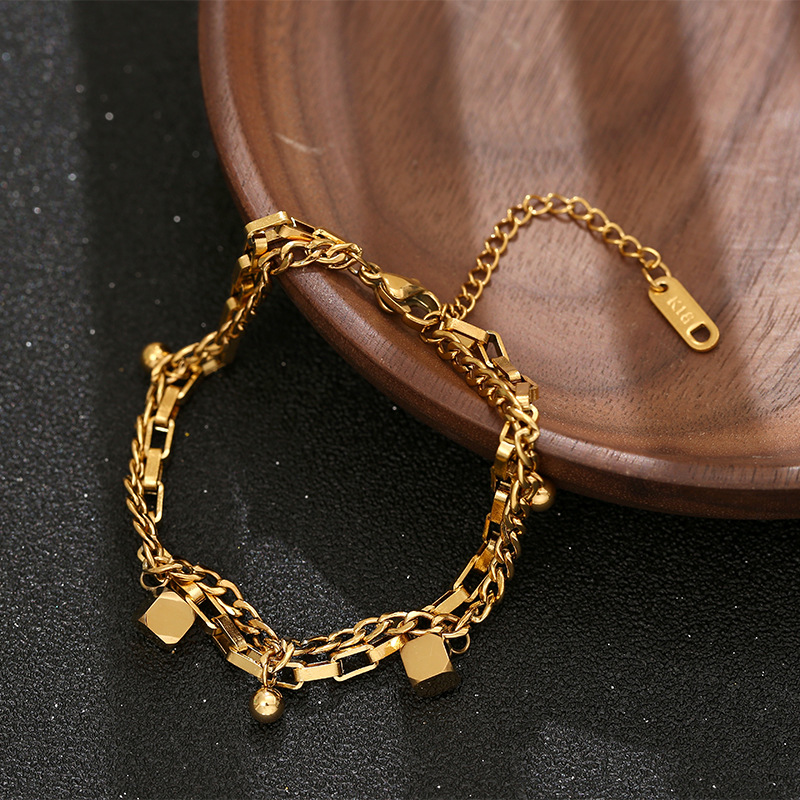 Bracelet stainless steel, accessory handmade, 750 sample gold, internet celebrity 2