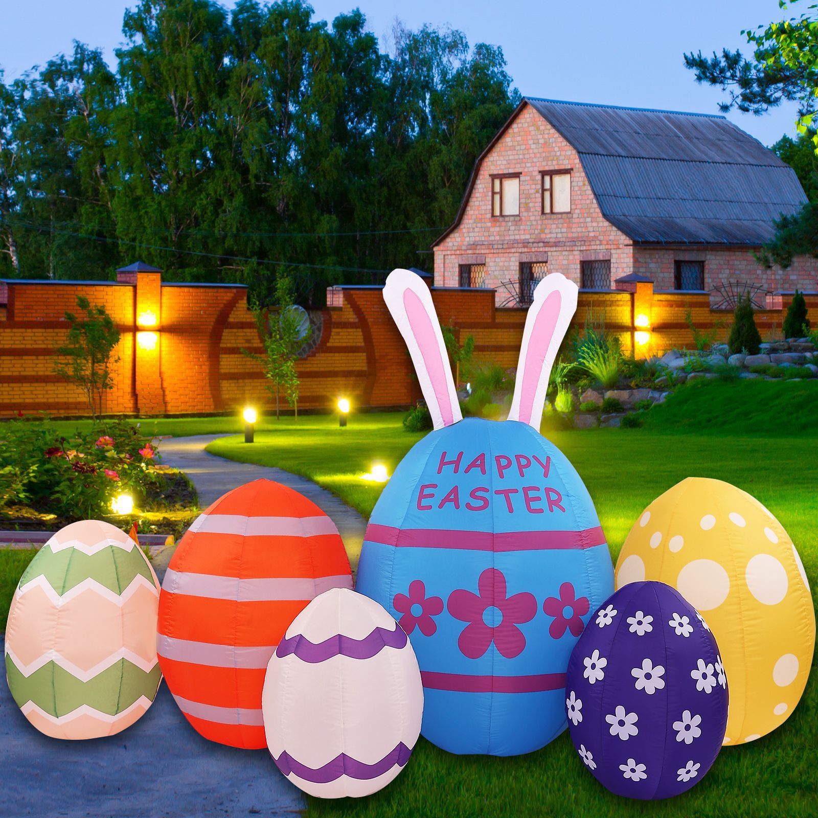 Decoración infláble transfronteriza de Pascua 2.. 6m huevo luminoso seis decoraciones de luz de patio