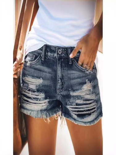 Amazon AliExpress eBay Western foreign trade high-waisted fringe hole denim shorts for women hot pants