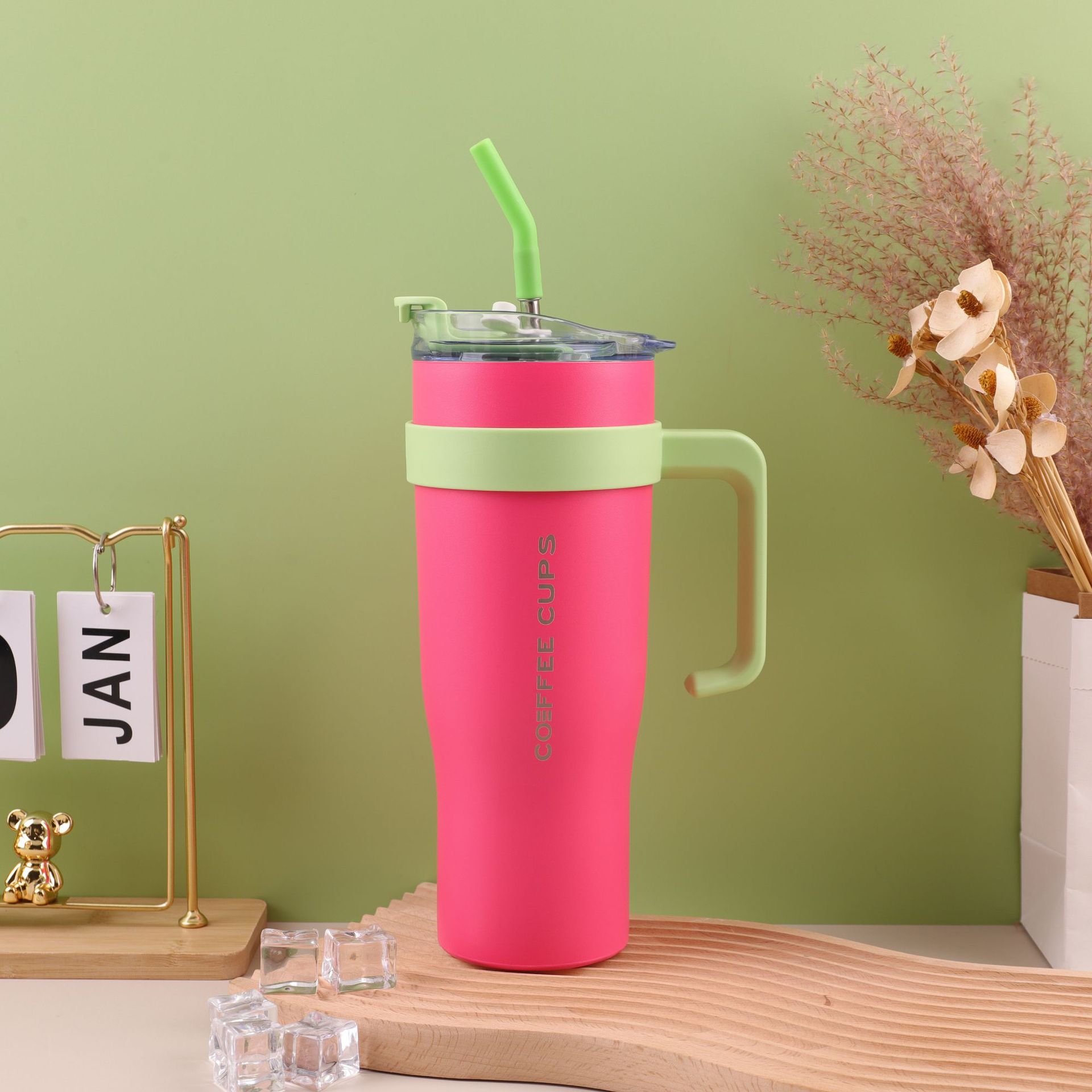 Transfronterizo nuevo Big Mac 40oz304 taza de acero inoxidable taza de aislamiento de gran capacidad mango de paja taza de hielo