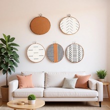 复古仿木纹挂画卧室客厅装饰艺术壁画书房棉麻挂画家居装饰墙面画