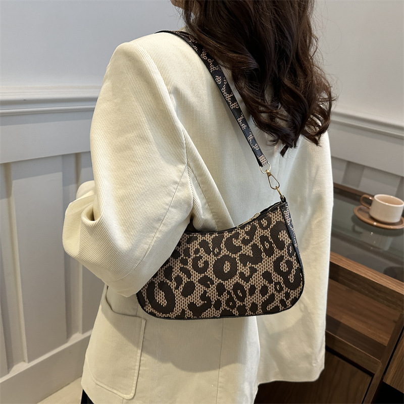 2024 nueva tendencia invierno simple estampado de leopardo bolso de axila de un solo hombro bolso de mensajero de moda bolso de mujer a cuadros casual