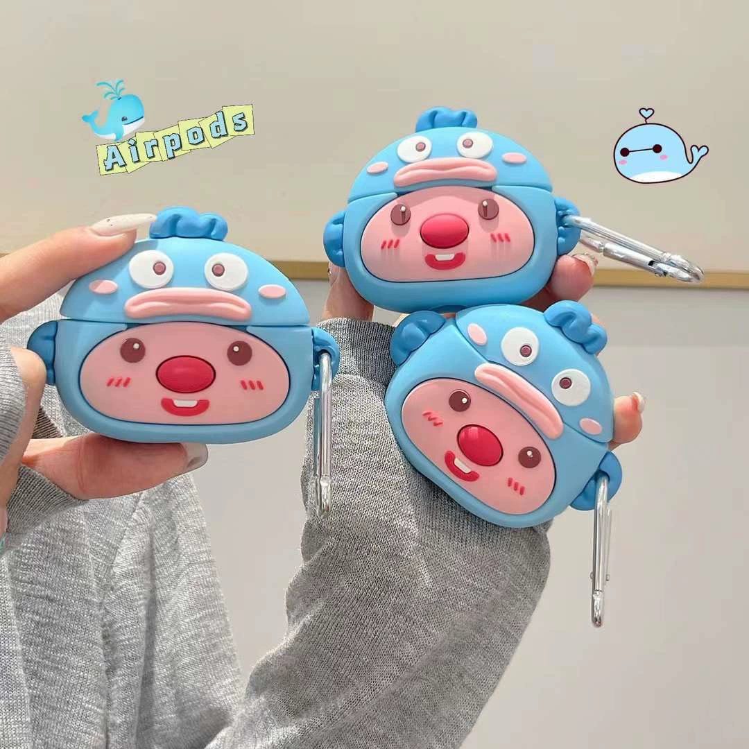 Силиконовый защитный чехол (Apple AirPods) — дизайн с мультфильмами и карабином, подходит для 1/2/3/Pro/Pro2