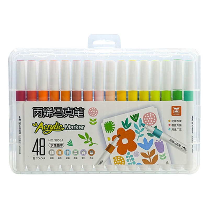 Mark pen arte de los niños estudiante de la escuela primaria pluma de acuarela especial color opaco 24 color lavable 48 cepillo de medicina líquida al por mayor