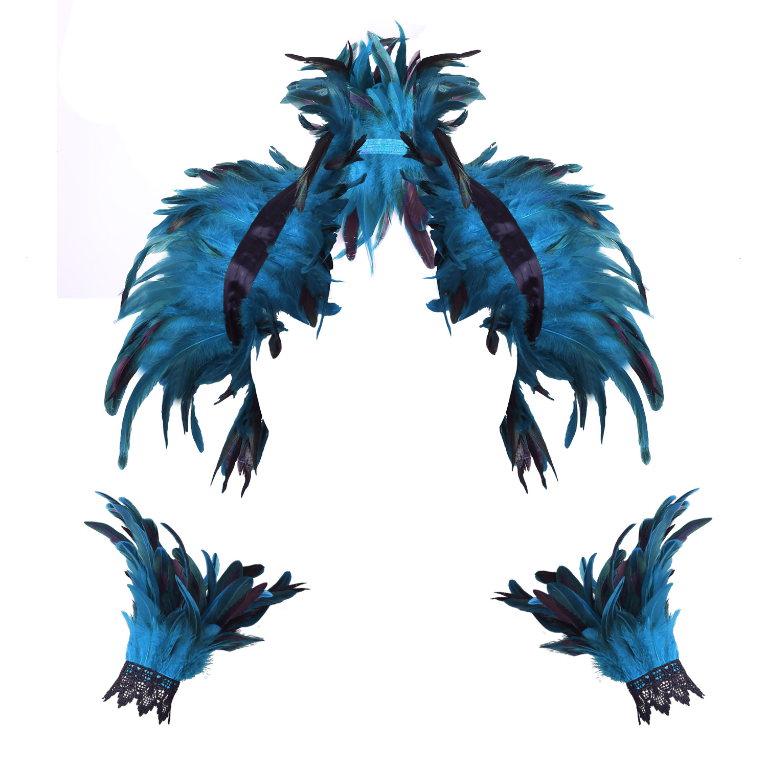 Halloween Feather Cape Bracelet Set Feather Cape Punk Feather Party Holiday Costume Amazon Hot Selling