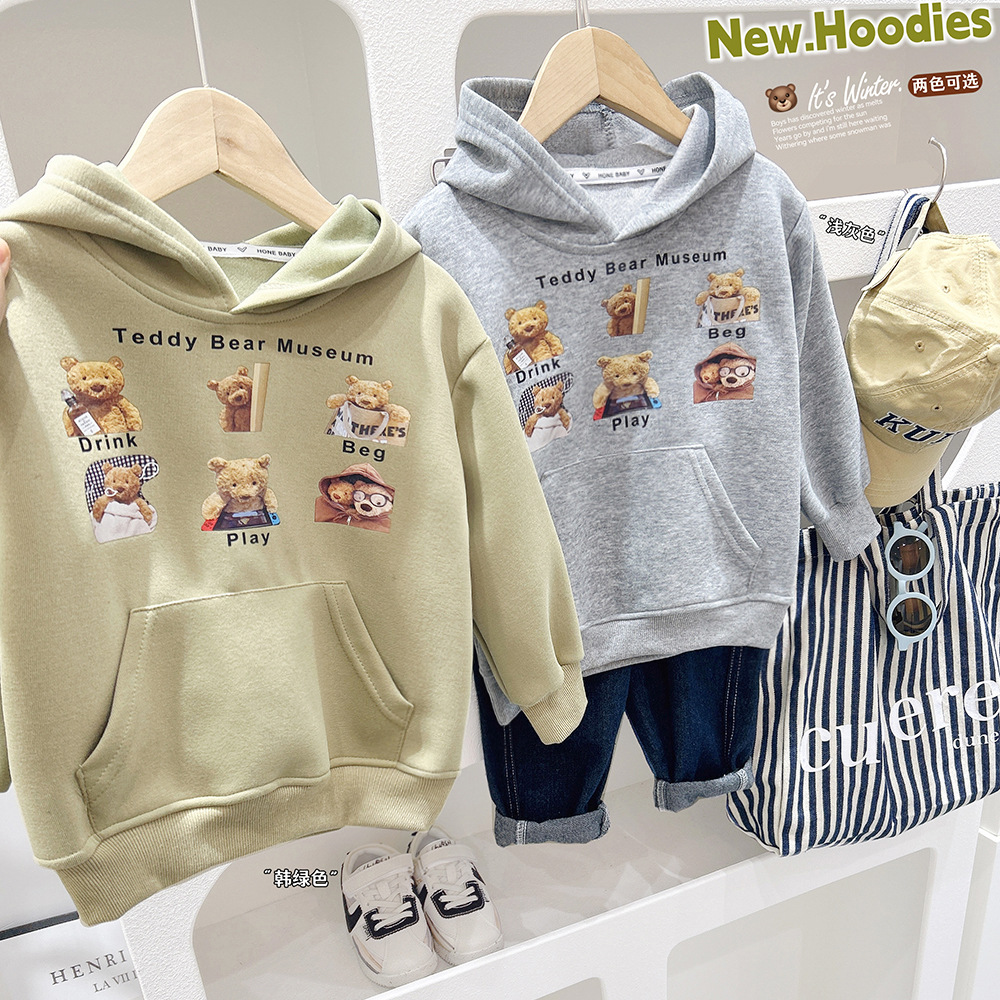 Children's Apparel Men's Spring Outfit Hooded Sweatshirt 2024 New Middle-Size Children Spring and Autumn Boys' Spring Hooded Sweatshirt