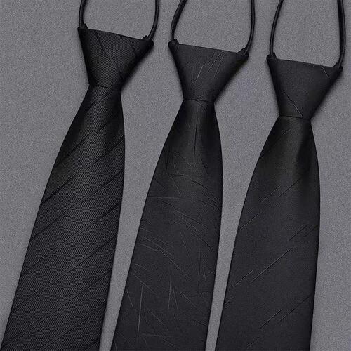Black Tie Men Zipper Style No-Tie Lazy Man Men's Suit Tie Formal Business Hand-Tied Summer No-Knot Trend