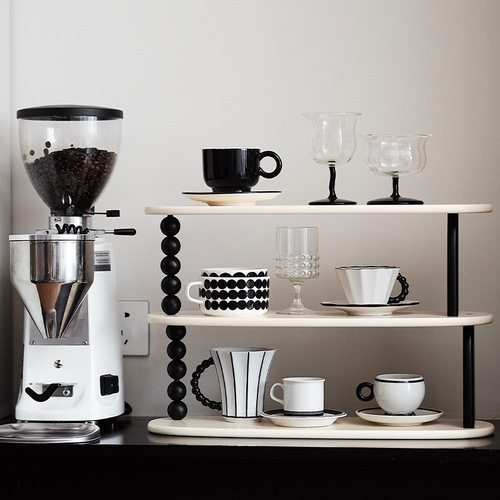 S588 Moyu Desktop Retro Multi-Function Storage Rack Ins Style Countertop Organizer Wooden Cup Perfume Storage
