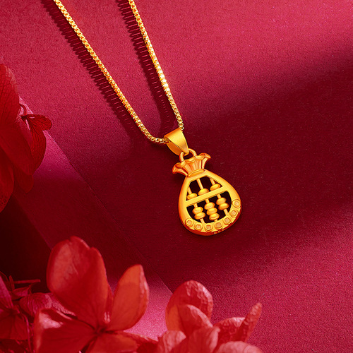 Copper gold-plated lucky bag abacus necklace Zhoujia's same style lucky bag abacus pendant supply wholesale gold-plated lucky bag abacus