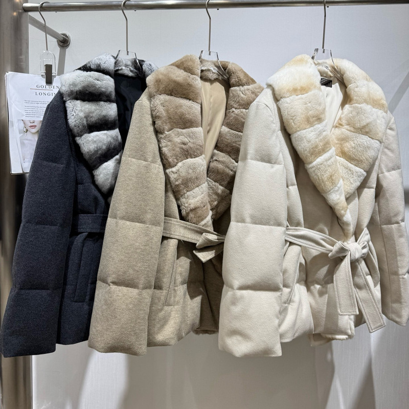 26 Totoro-patterned, faux fur collar, mid-length down jacket for women, featuring a luxurious and high-end design, goose down filling, and a drawstring for added warmth and thickness 26 Totoro-patterned, faux fur collar, mid-length down jacket for women, featuring a luxurious and high-end design, goose down filling, and a drawstring for added warmth and thickness