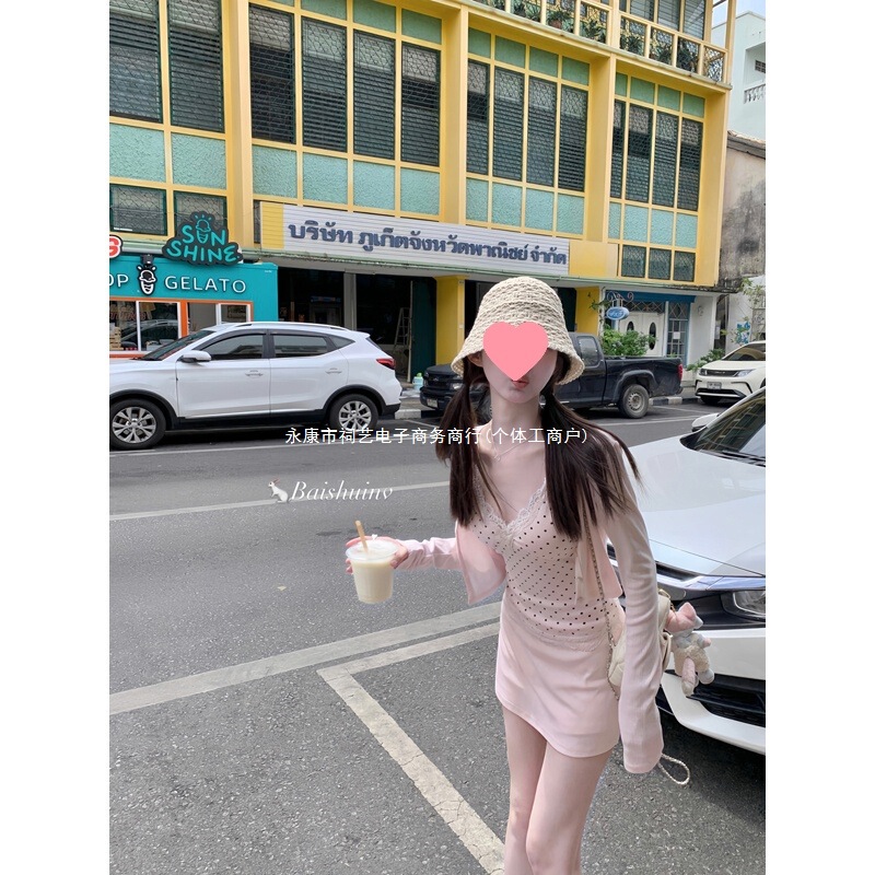 White Water Girl Delicate Style Round Neck T-Shirt V-Neck Camisole Women's Spring A-Line Skirt Slim Fit Pure Desire Outfit