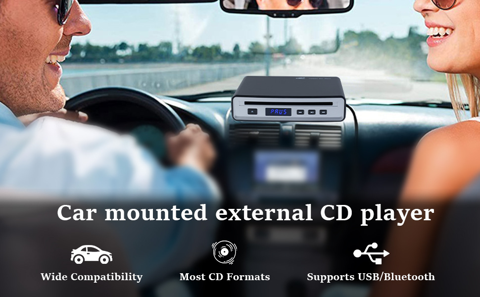 Car CD player with lossless sound quality, external CD player with USB connection, DVD player, external CD drive