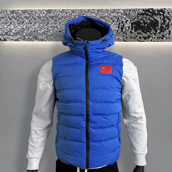 With hood, blue