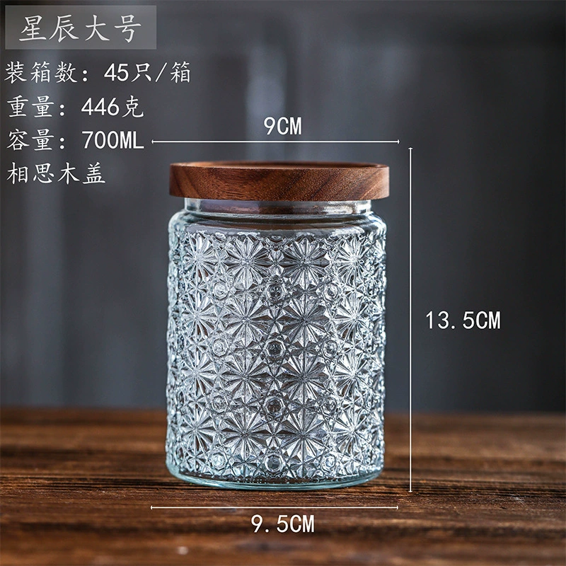 Wholesale retro begonia flower glass sealed jar with lid snack jar tea grain storage jar candy storage jar
