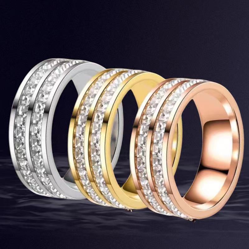 Anillo estrellado de acero inoxidable femenino ins estilo nicho avanzado color no se desvanece joyería de acero de titanio al por mayor