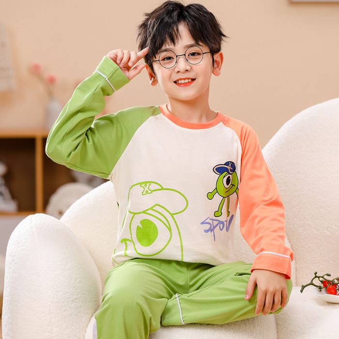 Pijamas infantiles para niños niñas primavera y otoño algodón de punto lindo dibujo animado manga larga set padres e hijos ropa doméstica para niños