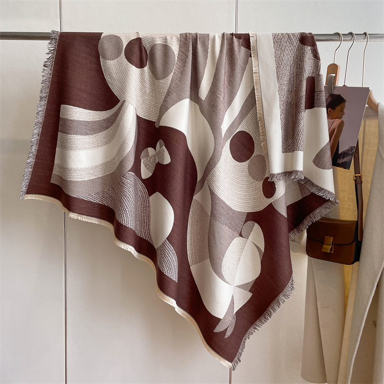 2023 Ősz/Tél Új, Négyzet alakú, Művészeti Stílusú, I Mitációs Kasmír Sál Női Meleg Légkondicionált, Szobai Nyugati Takaró, Kendő_voghion.com