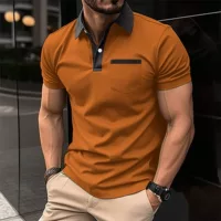 Модная футболка-поло европейского стиля, slim fit, короткий рукав, стильный дизайн, бренд 其他