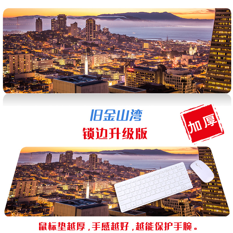 Ciudad de gran tamaño paisaje escritorio estera paño simple fresco ratón artístico de dibujos animados natural Oficina teclado estera