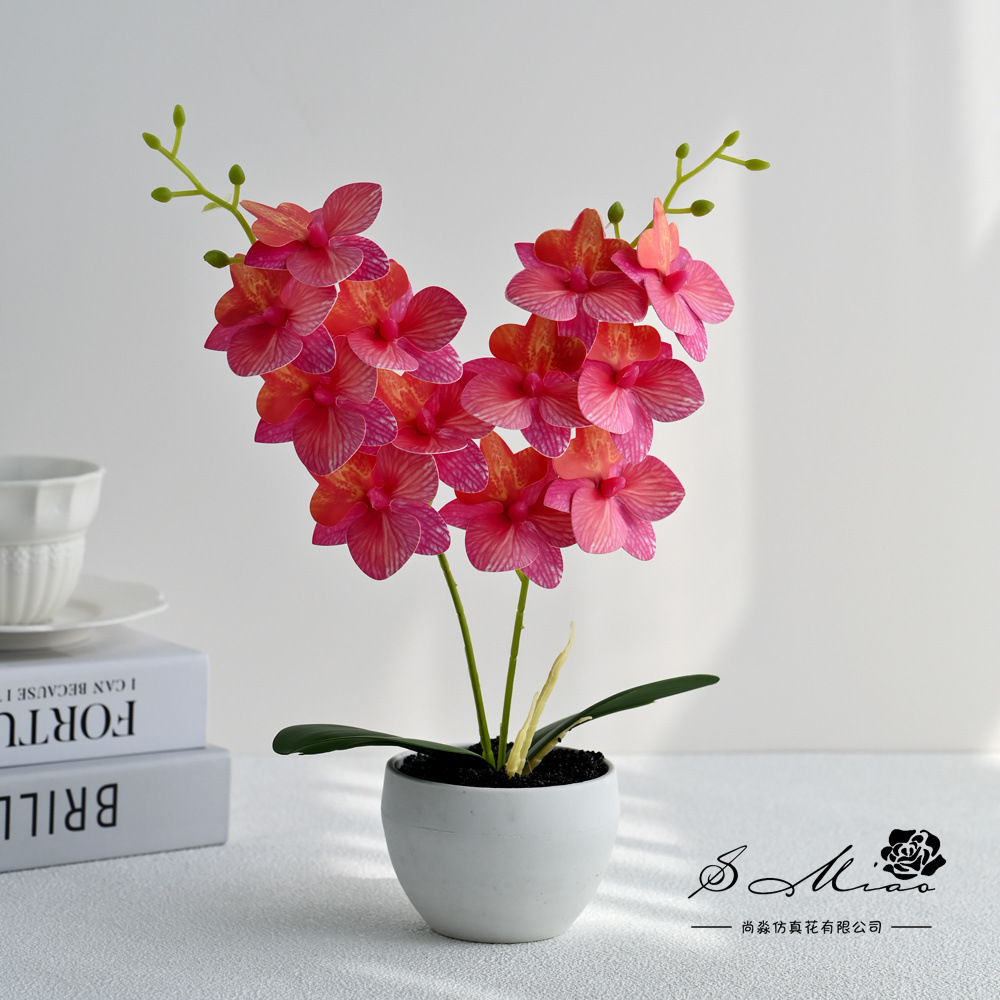 12 flores mariposa orquídea bonsai moda imitación maceta flores falsas decoración del hogar fotografía boda adornos de flores artificiales