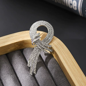 New Elegant Alloy Enamel Hollow Rope Bow Brooch Exquisite Women's Clothing Brooch Accessory Pin