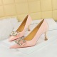 1818-K78 Banquet Light Luxury Elegant Women's Shoes High Heels Xishi Suede Shallow Mouth Pointed Rhinestone Bow Tie Single Shoe