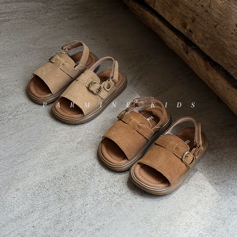 Кожаная детская обувь Birken сандалии ретро лето новый мужской и женский детский мягкий шаг пляжная обувь
