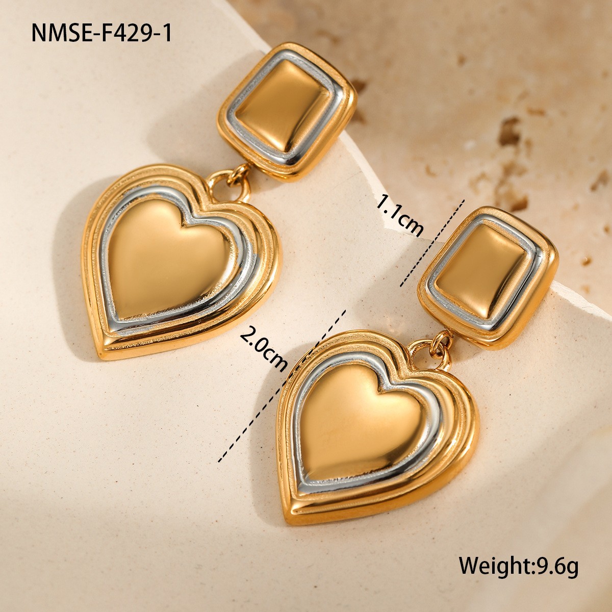 12g Weight 0.03µm-0.05µm Gold Plating Thickness PVD Coated Gold Plating Process 304 Stainless Steel Ear Needle Material Real Gold Plated Plating Material Drop Earrings, Ear Studs Classification 1 Pair Quantity Holiday, Daily Occasion 304 Stainless Steel Material Heart Shape Pattern All Seasons Season Women's Gender Polished Finish IG Style, Elegant, Modern Style Style Waterproof Non Tarnish, Mixed Metal, Plating Craft PVD Coated Real Gold Plated Heart Shape 304 Stainless Steel IG Style Elegant Modern Style Waterproof Non Tarnish Drop Earrings Ear Studs 2