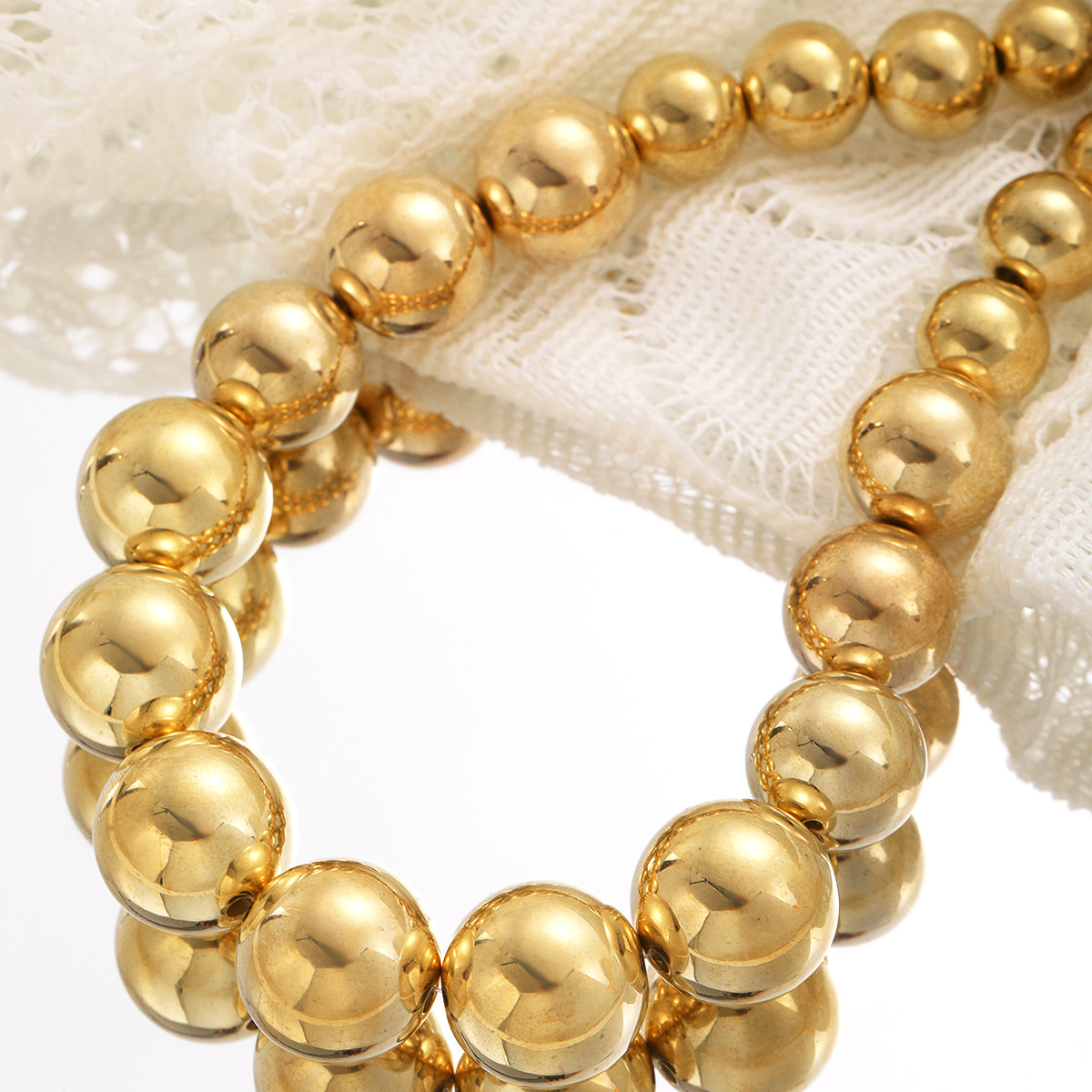 Golden Bead Necklace Geometric Statement Piece For Women_voghion.com