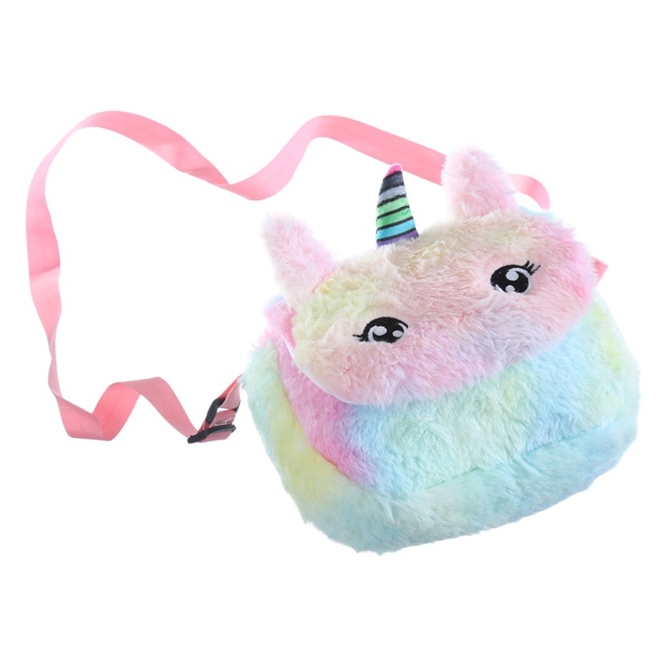 Celebridad en línea pequeña princesa unicornio de peluche hombro Messenger Bag niños chica corazón estilo occidental mochila dibujos animados monedero