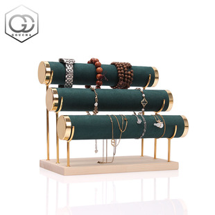 Solid Wood Detachable Gold Three-Layer Bracelet Display Stand Watch Bracelet Bracelet Headband Storage Live Broadcast Storage Props