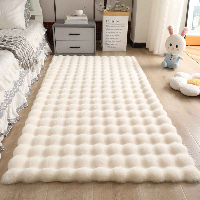 Other Cream Style Bubble Fleece Carpet Plush Floor Mat Bedroom Bedside Rug Living Room Sofa Bay Window Mat Cloakroom Coffee Table Mat (Car Carpet) - beige-bubble-fleece-thickened-and-encrypted-4545cm