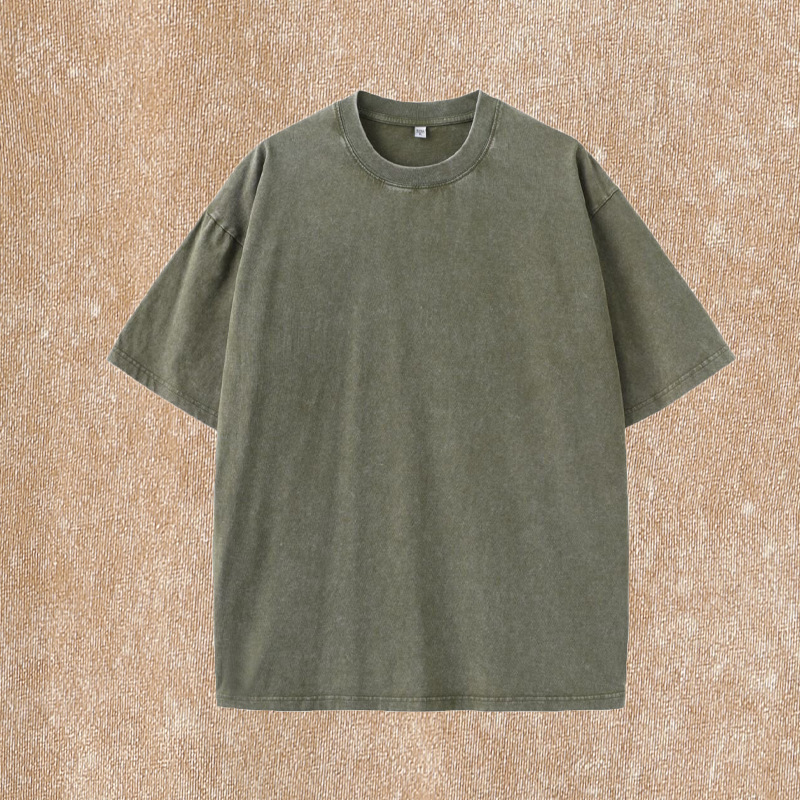 Camiseta de manga corta para hombre 230g de algodón pesado desgastado lavado Camiseta retro batik con hombros caídos para hombre medias mangas sueltas para hombre