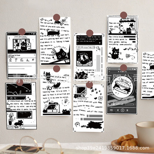 10 original little black life notes card postcard message card indoor bedroom cartoon wall decoration wall sticker