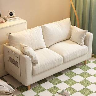 Sofa for Small Apartments, Nordic Minimalist Modern Bedroom Integrated Simple Internet-Famous Double Living Room Fabric Sofa with Solid Wood