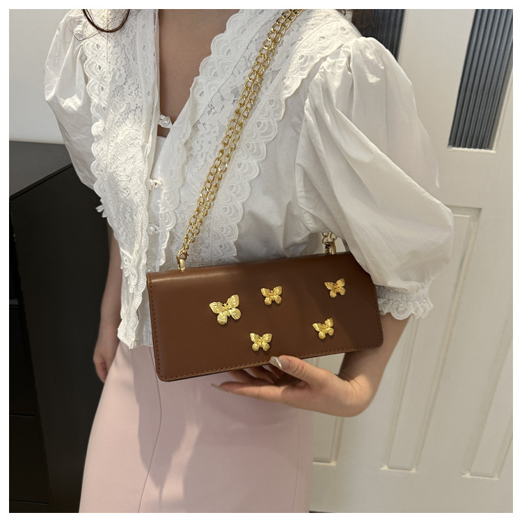 Trendy fashionable butterfly chain small square niche and beautiful French stick shoulder crossbody bag, women's bag_voghion.com