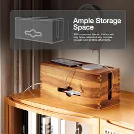 木质插线板集线器创意插座保护盒家用整理盒电源线电线插板集线盒