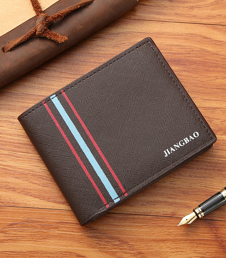 Men's Stripe Pu Leather Open Wallets display picture 4