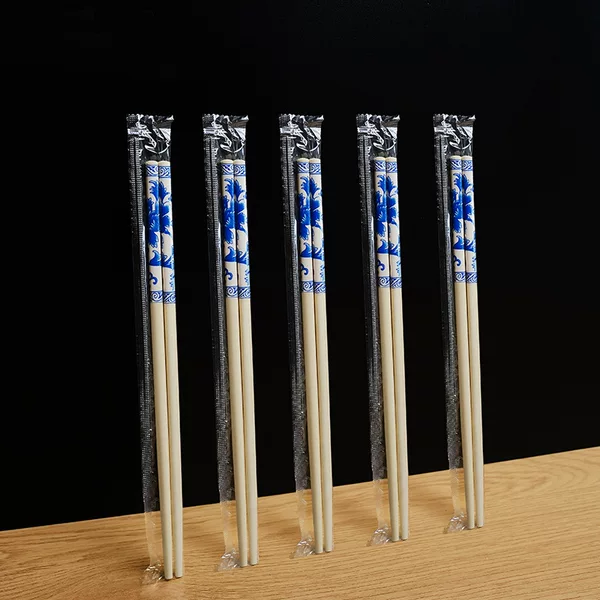 Blue and White Bamboo Chopsticks Set Flower Disposable Takeaway Packaged Chopsticks Opp Individually Packaged Restaurant Commercial Convenient Packaged Chopsticks