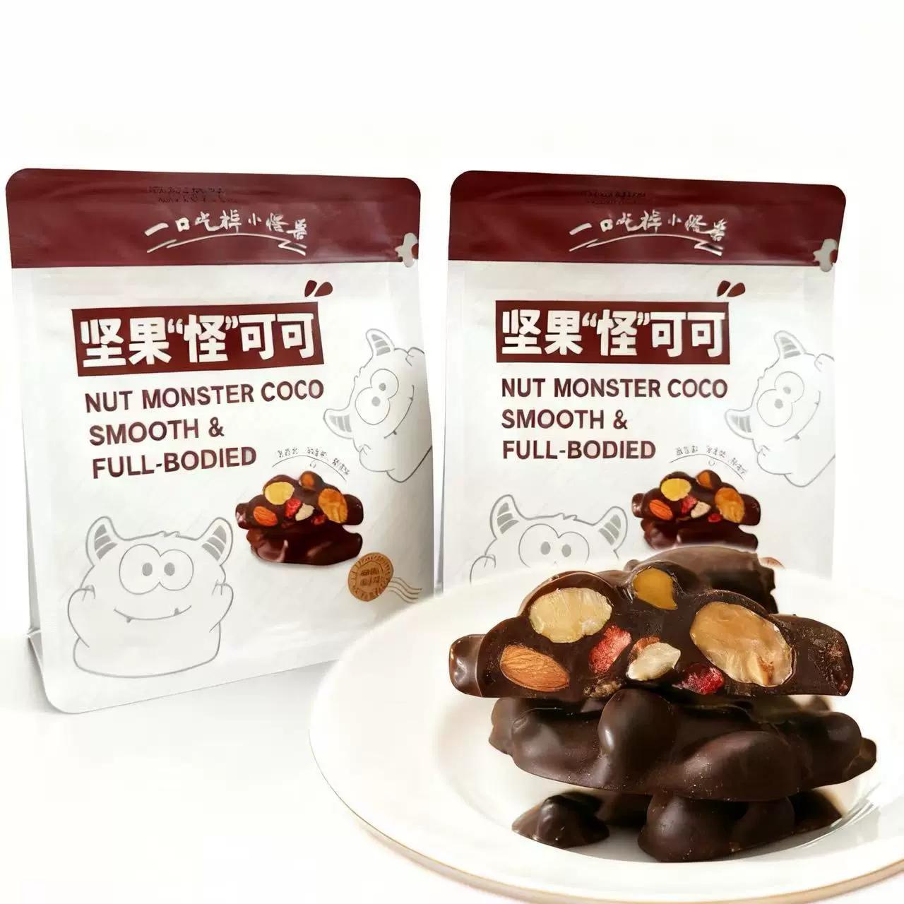 坚果怪可可坚果草莓夹心黑巧克力休闲解馋零食巧克力袋装批发代发