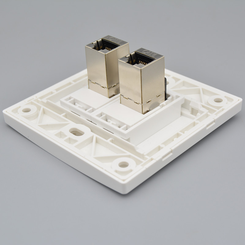 双口直通六类屏蔽网线口插座千兆电脑二位网络对接双通头信息面板