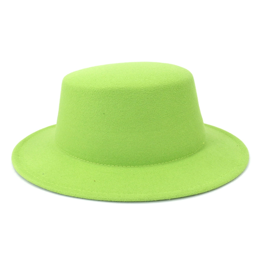 wide brim fedora Bauhinia Fashion Imitation Woolen Boater Flat Top Hats For Women Men Felt Wide Brim Fedora Hat Lady Green/Pink Panama Jazz Cap cream fedora hat